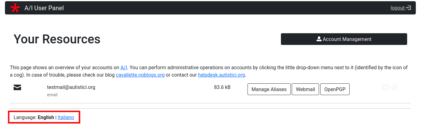 change your user panel language