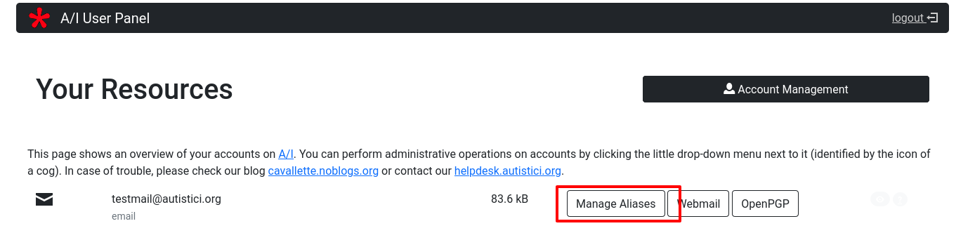 Click to create an alias