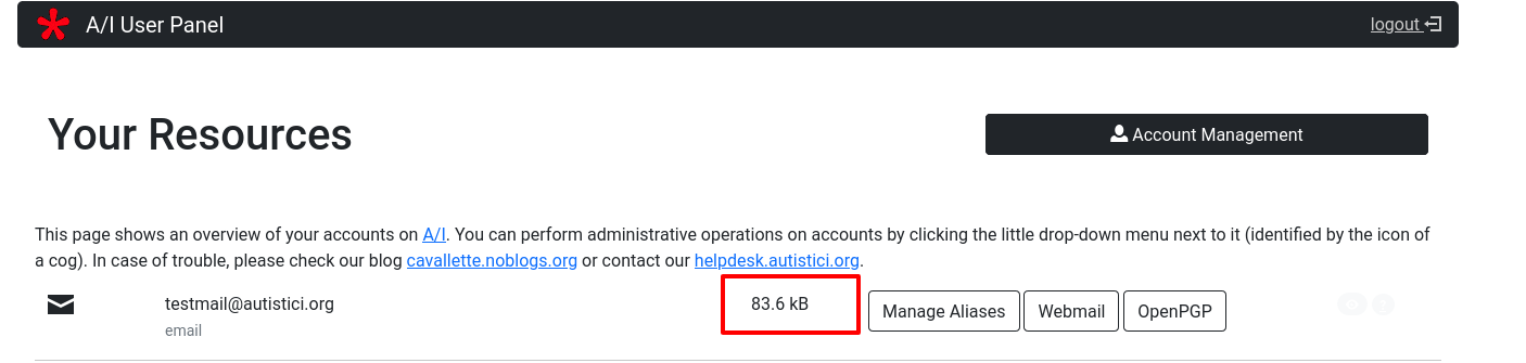 read how much space you use up on our servers