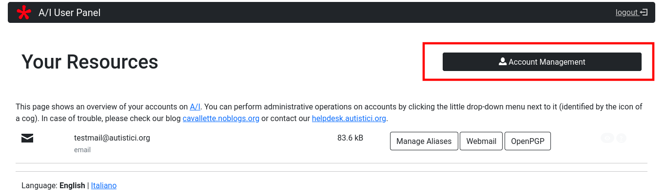 Enter account management