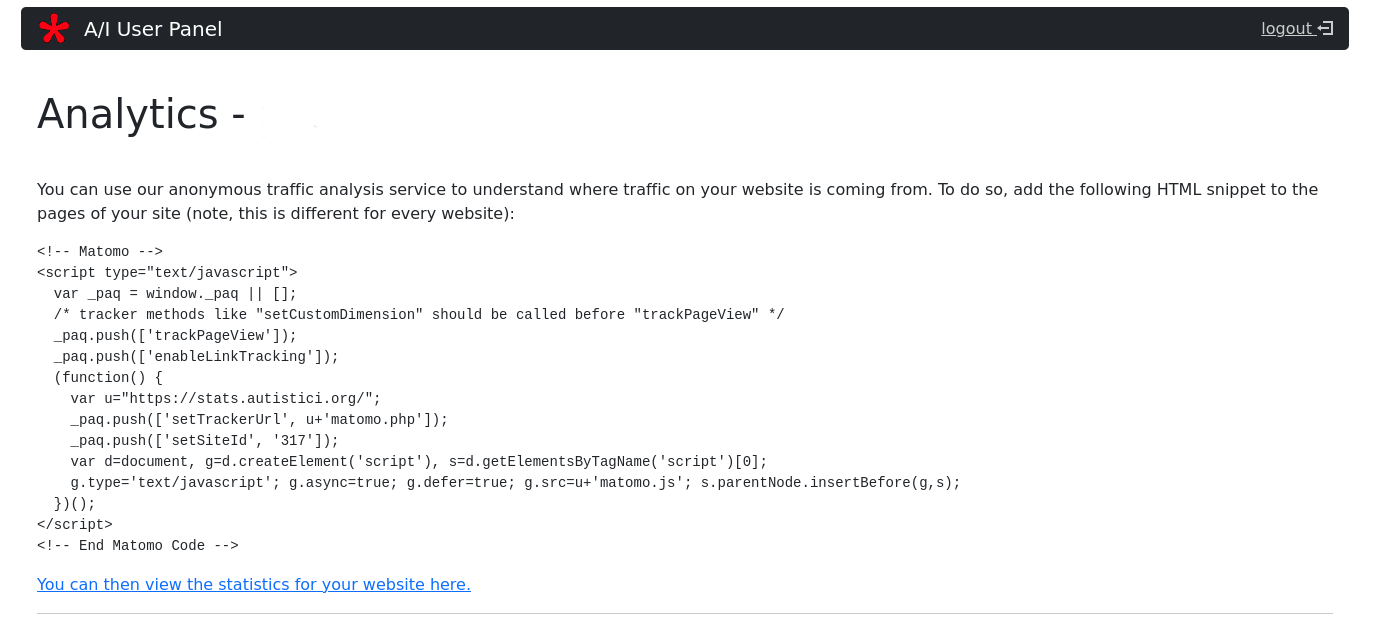 copy and paste the code for having web statistics on your site