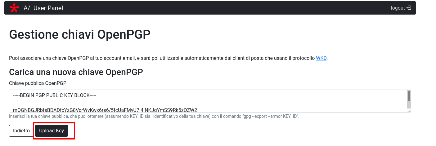 Paste your PGP key